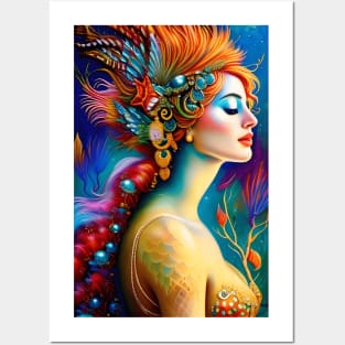 The Colorful Mermaid AI Art Portrait Posters and Art